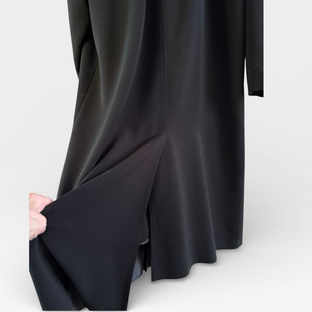 Vintage Gallery Long Black Classic Double Breasted Capsule Trench Coat Size 16P - Picture 6 of 11